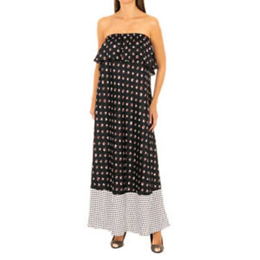 Liu Jo dotted geometric Black Sleeveless Maxi ruffle Dress NWT IT 40 US S
